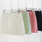 Pocket-side Seam-trim Miniskirt