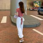 Short-sleeve Tie-back T-shirt / Harem Pants