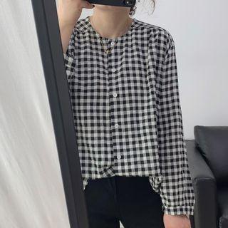 Plaid Long-sleeve Round-neck Shirt