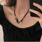 Alloy Hoop Nylon Necklace Black - One Size