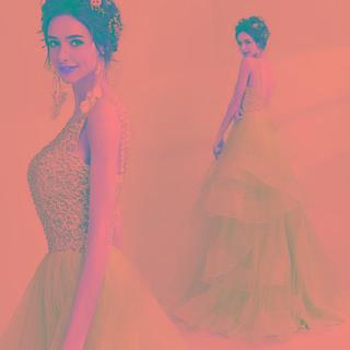 Sequined Sleeveless Ball Gown