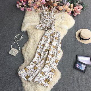 Set: Floral Tank Top + Wide Leg Pants