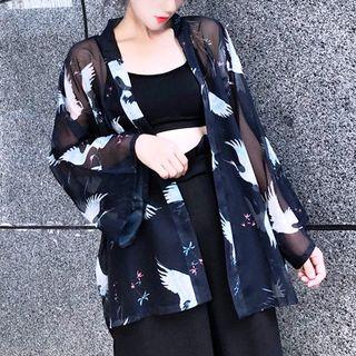 Crane Print Light Jacket