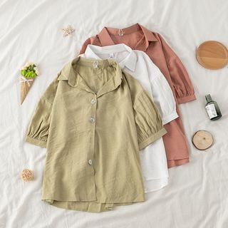 Ruched Short Sleeve Plain Blouse