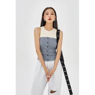 Button-up Plaid Tube Top