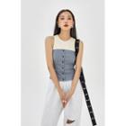 Button-up Plaid Tube Top