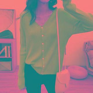 Long-sleeve Ribbed Button-up Knit Top
