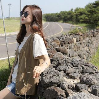 V-neck Linen Blend Vest