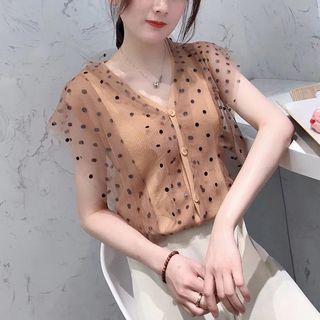 Sleeveless Dotted Mesh Top