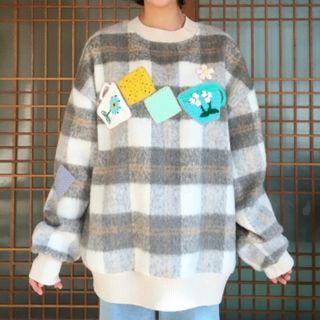 Plaid Applique Sweater