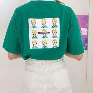 Cartoon Print Short-sleeve Polo Shirt