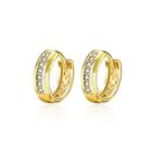 Fashion Plated Gold Earrings With Cubic Zircon Silver - One Size