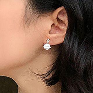Rhinestone Moon & Planet Dangle Earring Planet - 1 Pair - One Size