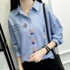 Puff-sleeve Print Shirt
