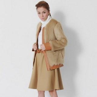 Faux-leather Pocket A-line Skirt  Camel - One Size