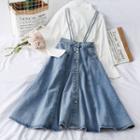 High Waist Denim Vest Skirt