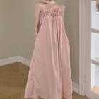Plain Ruffled Trim Tube Dress Pink - One Size