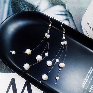 Pearl Drop Earring Hook Earring - 1 Pair - White - One Size