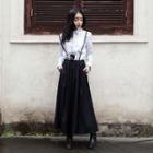 Pleated Midi Jumper Skirt