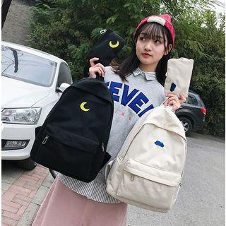 Set: Embroidered Canvas Backpack + Wristlet