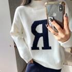 R Mock-neck Drop-shoulder Sweater