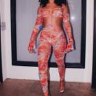 Long-sleeve Print Cut Out Jumpsuit