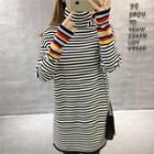 Turtleneck Striped Mini Sweater Dress