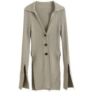 Plain Slit Long Cardigan