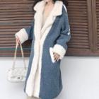 Color-block Fleece Long-sleeve Coat