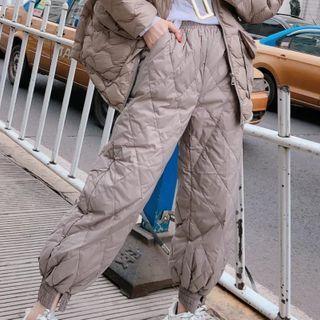 Down Argyle Cotton Pants