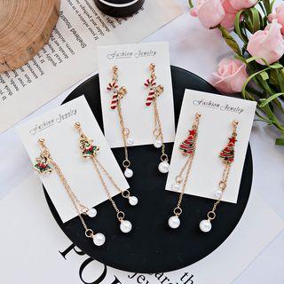 Faux Pearl Alloy Christmas Fringed Earring