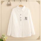 Snowman Embroidered Long-sleeve Shirt As Shown In Figure - One Size