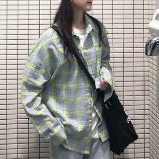Plaid Shirt Plaid - Light Blue & Green - One Size