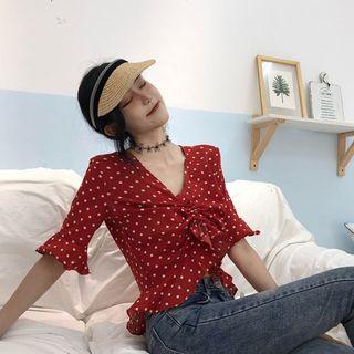 Lace-up Front V-neck Top
