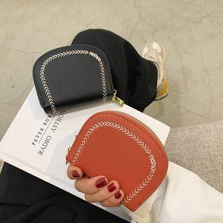 Embroidered Faux Leather Coin Purse