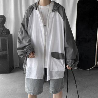 Two-tone Zip-up Hooded Jacket