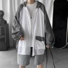 Two-tone Zip-up Hooded Jacket
