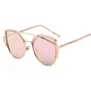 Double-bridge Cat Eye Metal Frame Sunglasses
