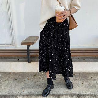 Heart Printed Pleated Midi Shirt