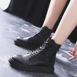 Back Zip Lace-up Short Boots