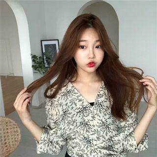 Floral V-neck Cropped Blouse