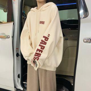 Letter Print Fleece Hoodie