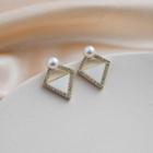 Geometric Rhinestone Faux Pearl Earring 1 Pair - E3195 - Gold - One Size