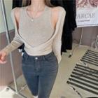 Long-sleeve Crisscross Top + Plain Camisole