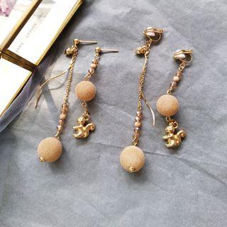Non-matching Squirrel Bobble Dangle Earring