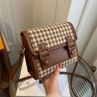 Plaid Canvas Crossbody Satchel