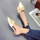 Tie Knot Accent Pointed Low Heel Mules