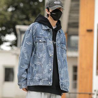 Print Lapel Denim Jacket