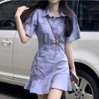 Short-sleeve Collar Mermaid Hem Mini Dress
