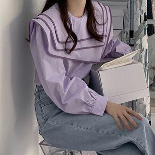 Layered Contrast Trim Blouse
